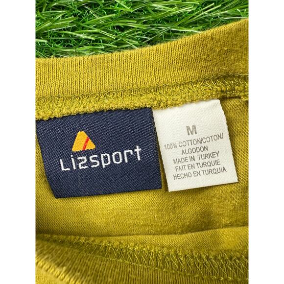 Lizsport Mens M Mustard Yellow Logo T Shirt 100% Cotton Casual Tee Vintage Style - Picture 2 of 8